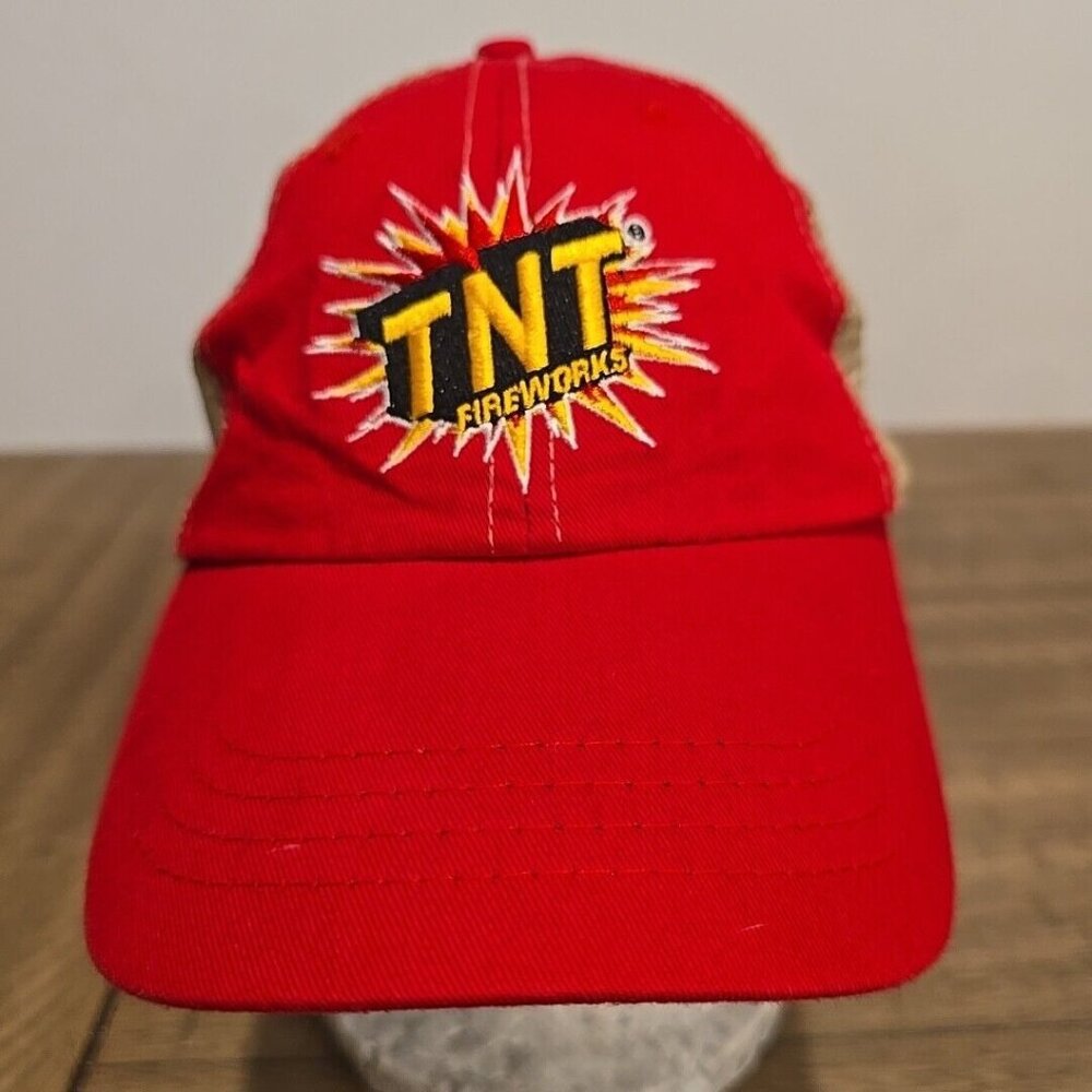 TNT FIREWORKS Adjustable Strapback Cap Red Trucker Hat Cap Dad Mesh Embroidered